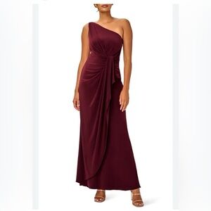 Elegant Burgundy One-Shoulder Dress